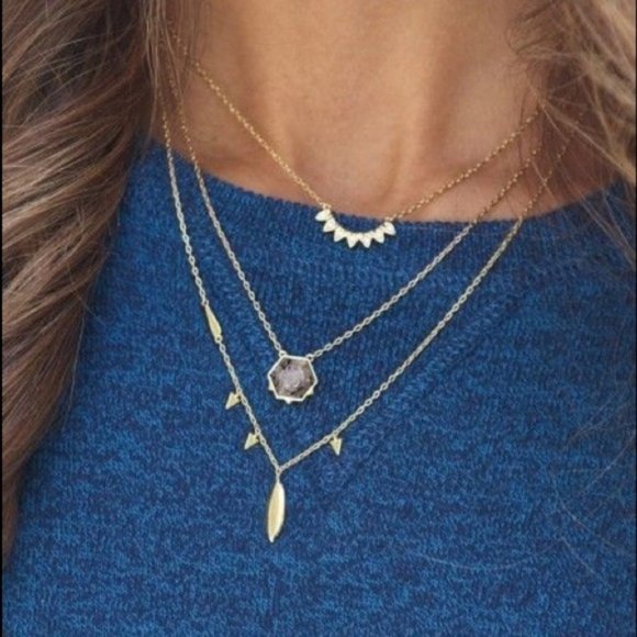Stella & Dot | Gold + Tourmaline Quartz Nova Pendant Layering Necklace - Picture 9 of 10